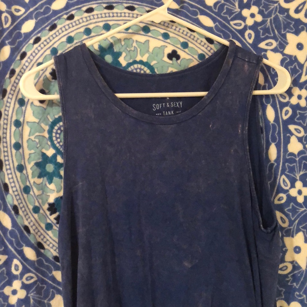 Distressed Royal Blue Tank w/ Tie Detailing